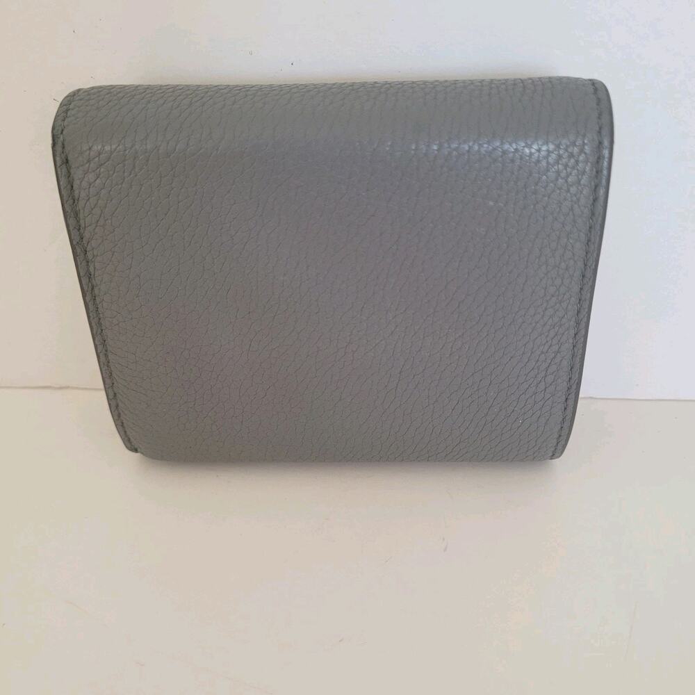 Celine Gray Pebbled Leather Small Wallet with Gold Logo - Picture 2 of 14